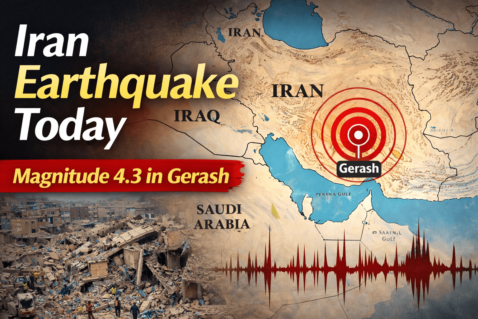 Iran earthquake today after magnitude 4.3 tremor strikes Gerash region
