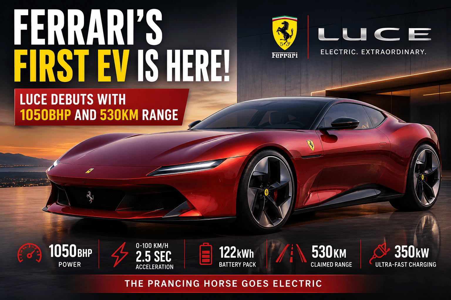 Ferrari’s First EV Is Here Luce Debuts With 1050bhp and 530km Range