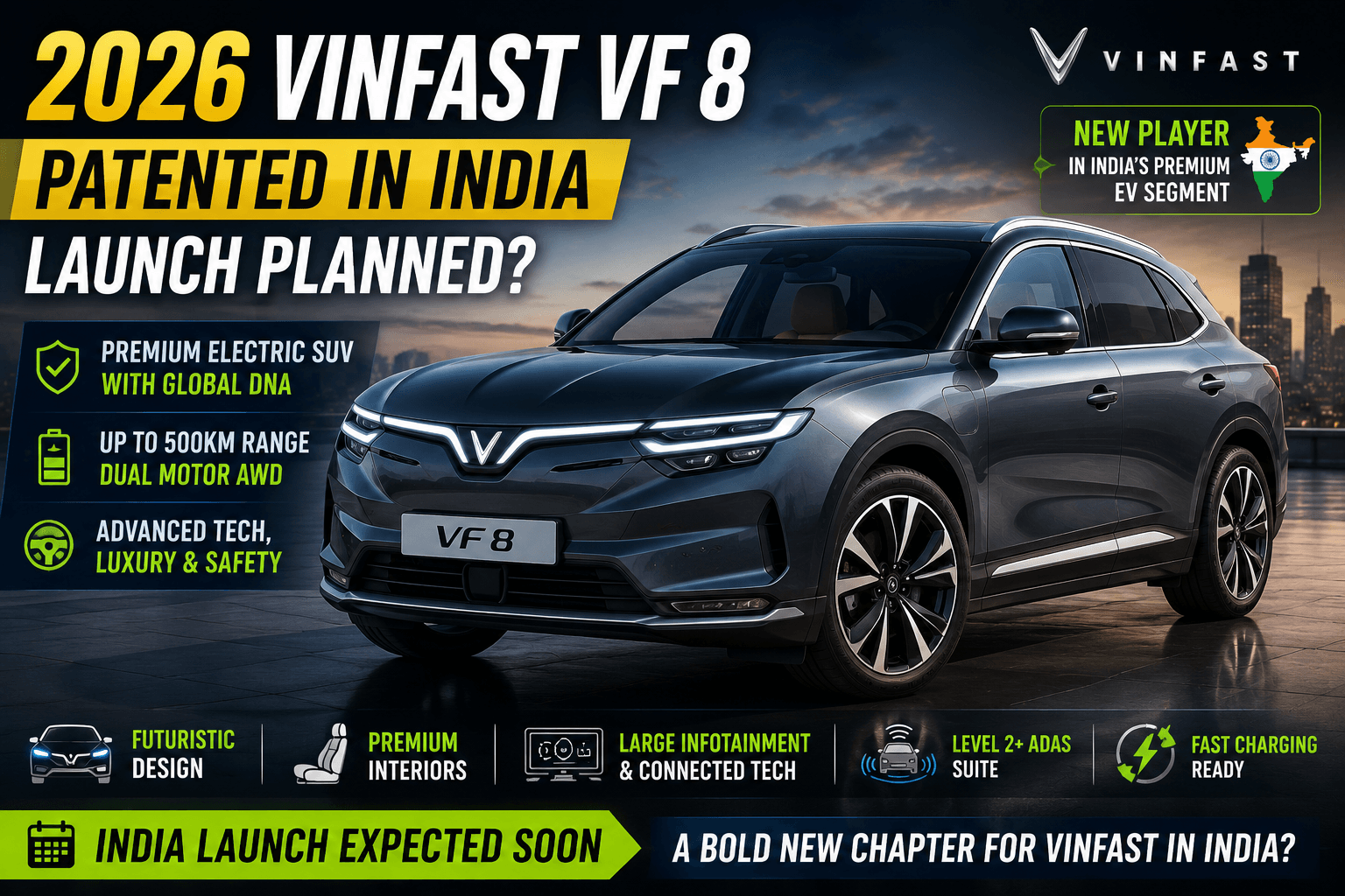 VinFast VF 8 Electric SUV Patented in India: What We Know So Far 1 VinFast VF 8 India Launch Expected