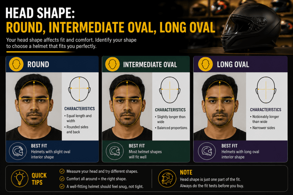 Head shape: round, intermediate oval, long oval